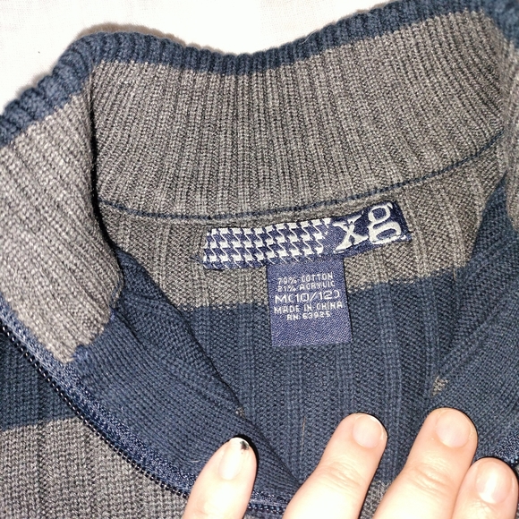 XG Boys Sweater ~ Size Medium 10/12 ~ Stripes blue/grey ~ - Picture 4 of 6